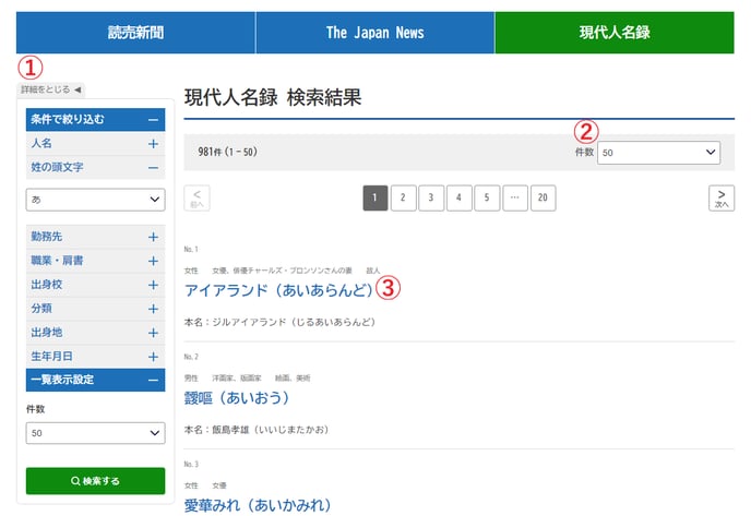 パーソナル現代人名録一覧